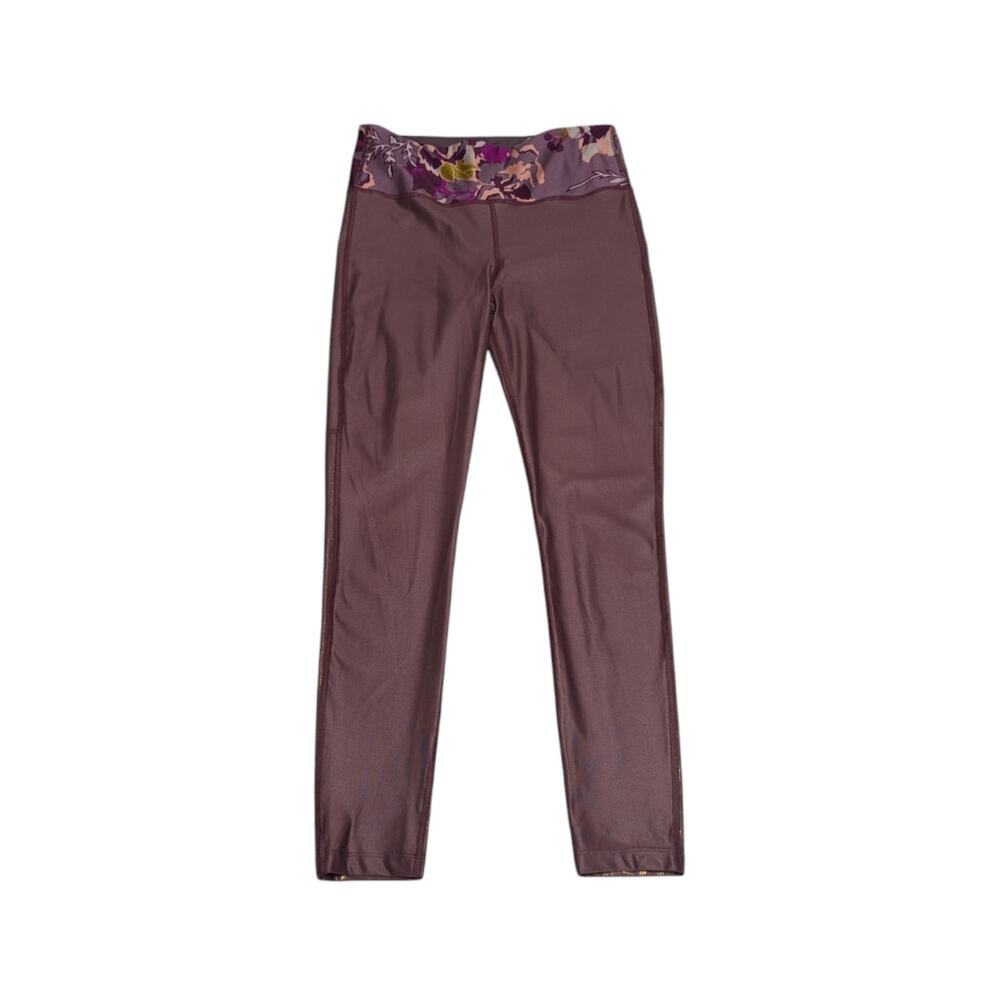 Maaji Prove Shimmery Leggings Workout Active Gym Womens Large Floral Purple - Picture 3 of 7